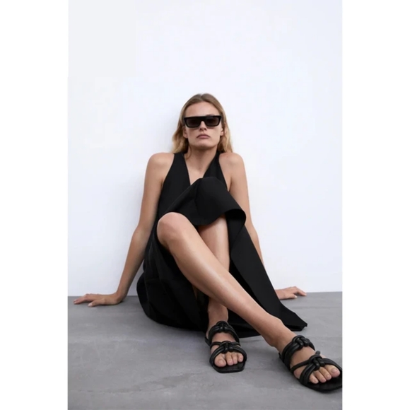 Zara Black Knot Leather Flat - Picture 4 of 6